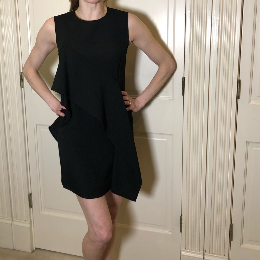 Diane von Furstenberg black ruffle shift dress